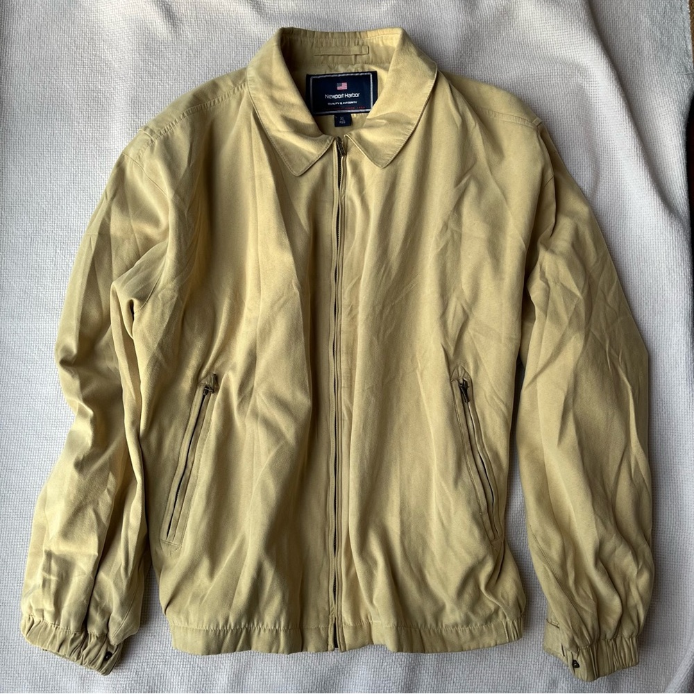 Newport Harbor Men’s Microsuede Yellow Bomber Full Zip Jacket